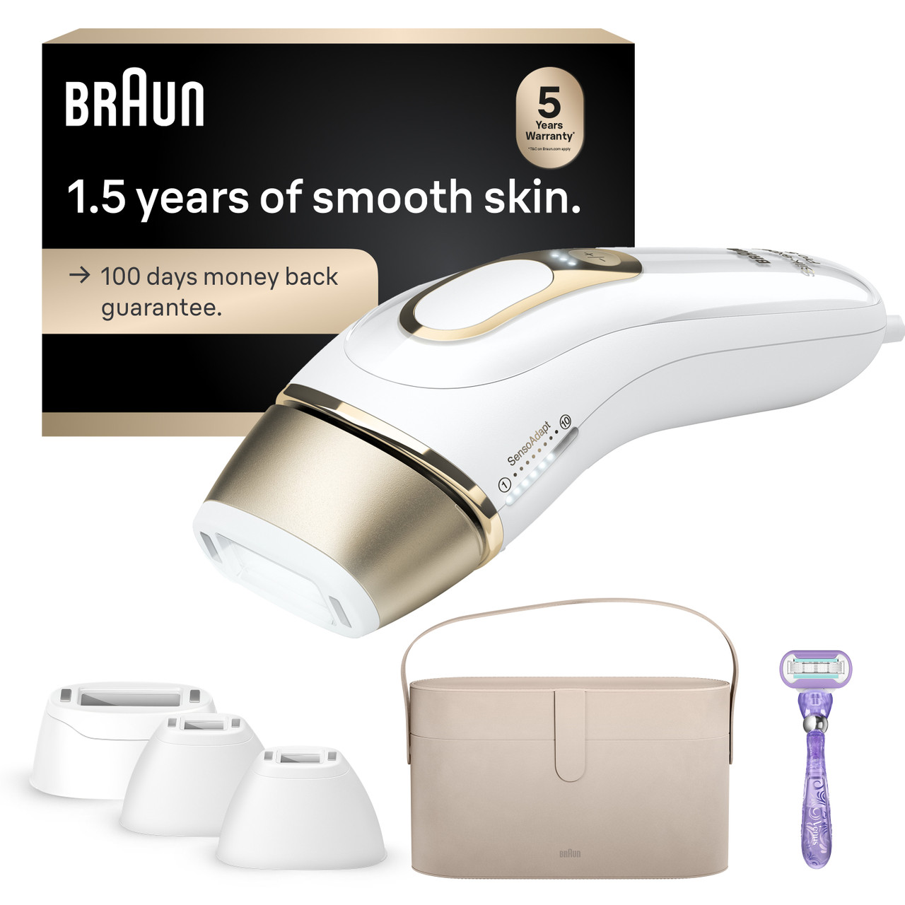 Braun Silk·expert Pro 5 IPL: Alternative to Laser Hair Removal with 4 Caps and Vanity Case, PL5347 for Women | Quick Ship